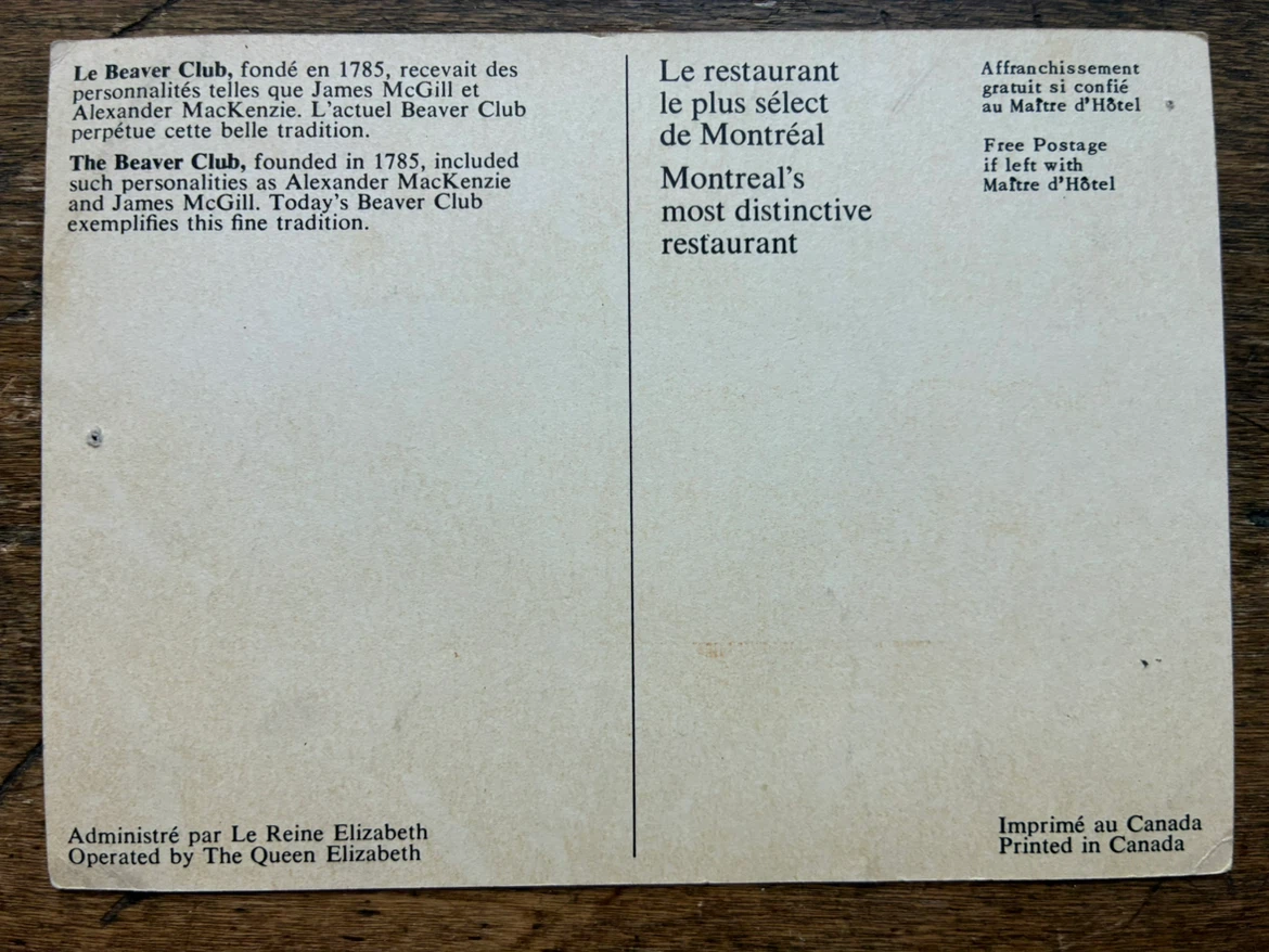 Vintage risque Montreal Beaver Club Mermaid Postcard Canada MCM - photo 2