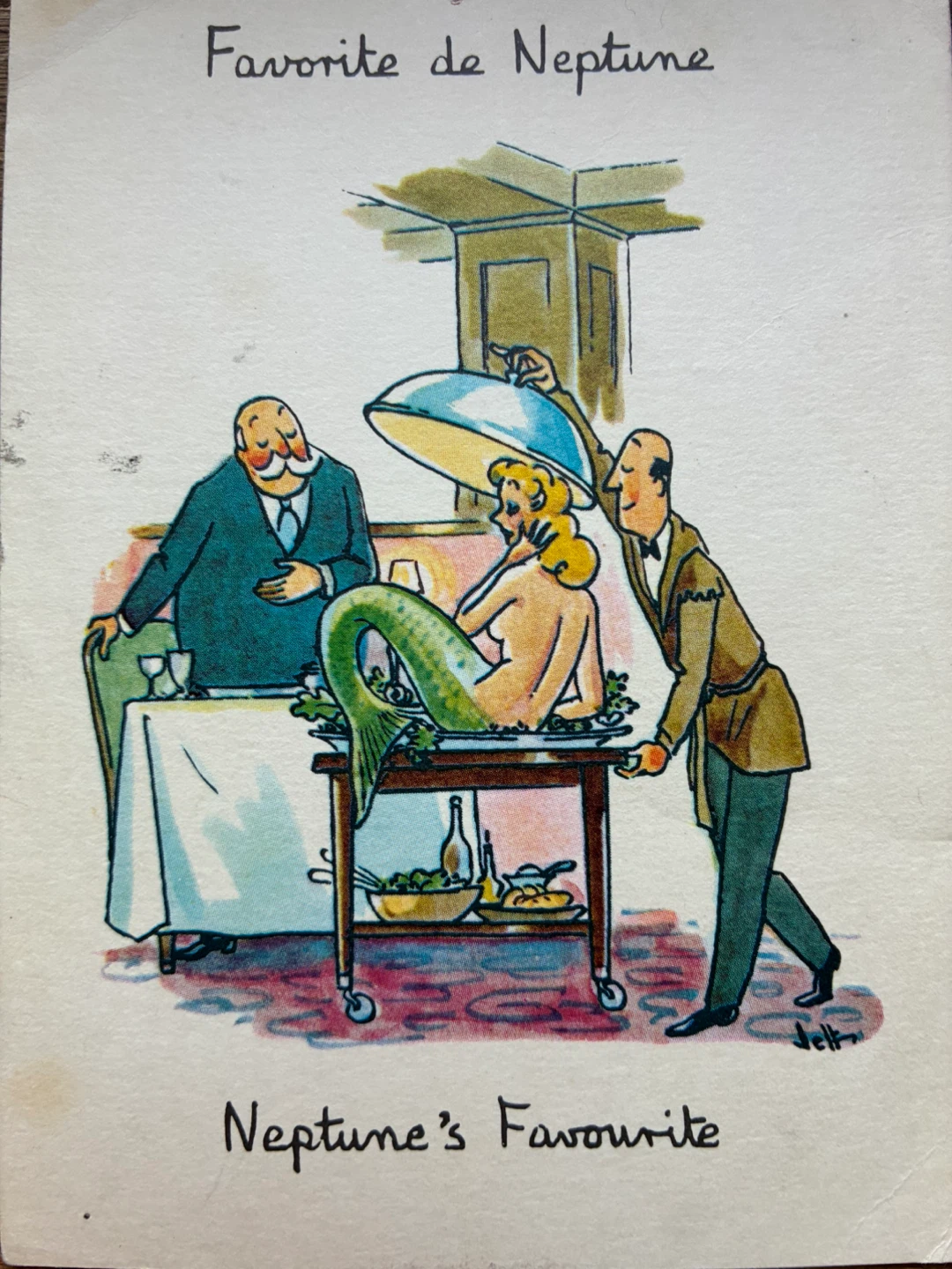Vintage risque Montreal Beaver Club Mermaid Postcard Canada MCM - photo 3