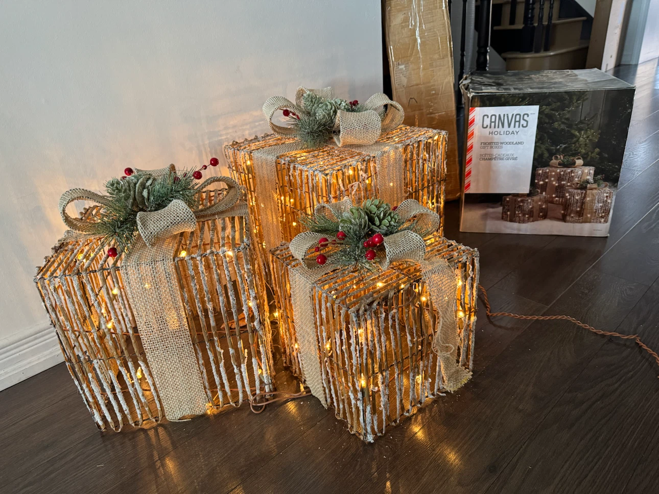 Canvas Holiday Frosted Woodland Gift Boxes - photo 2