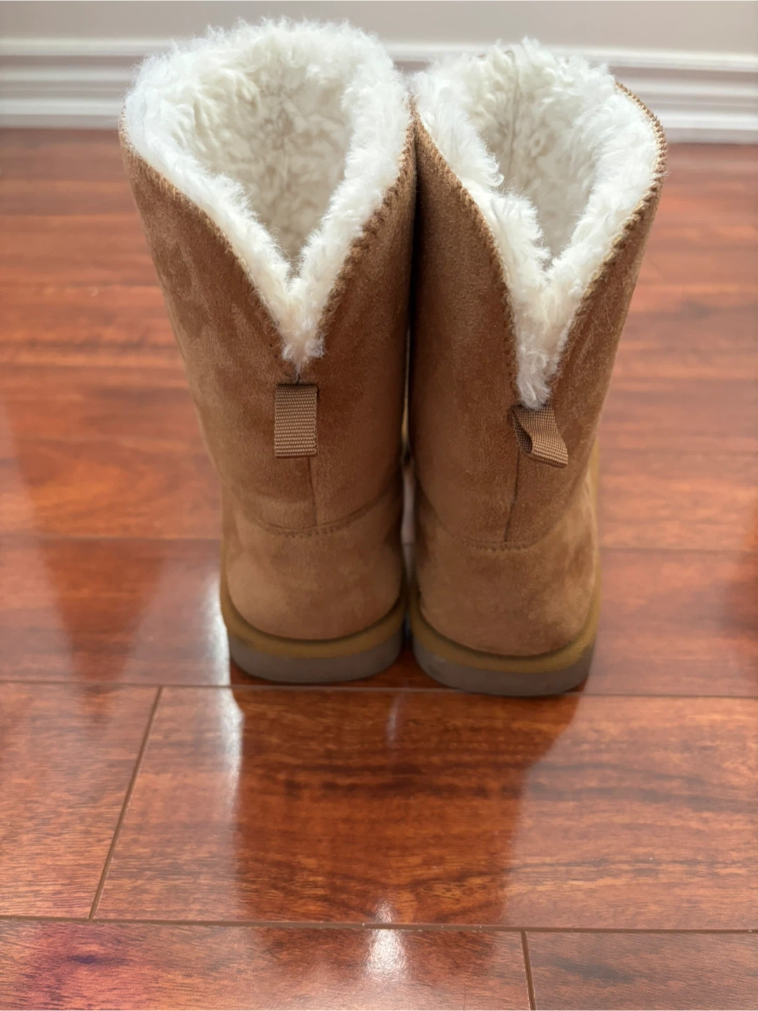 Tan Faux Suede Boots with White Sherpa Lining - photo 3