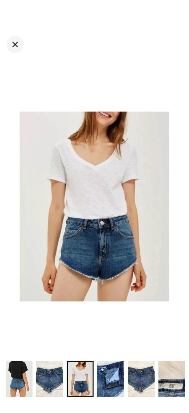 Topshop Moto Blue Denim Raw Hem Jean Shorts