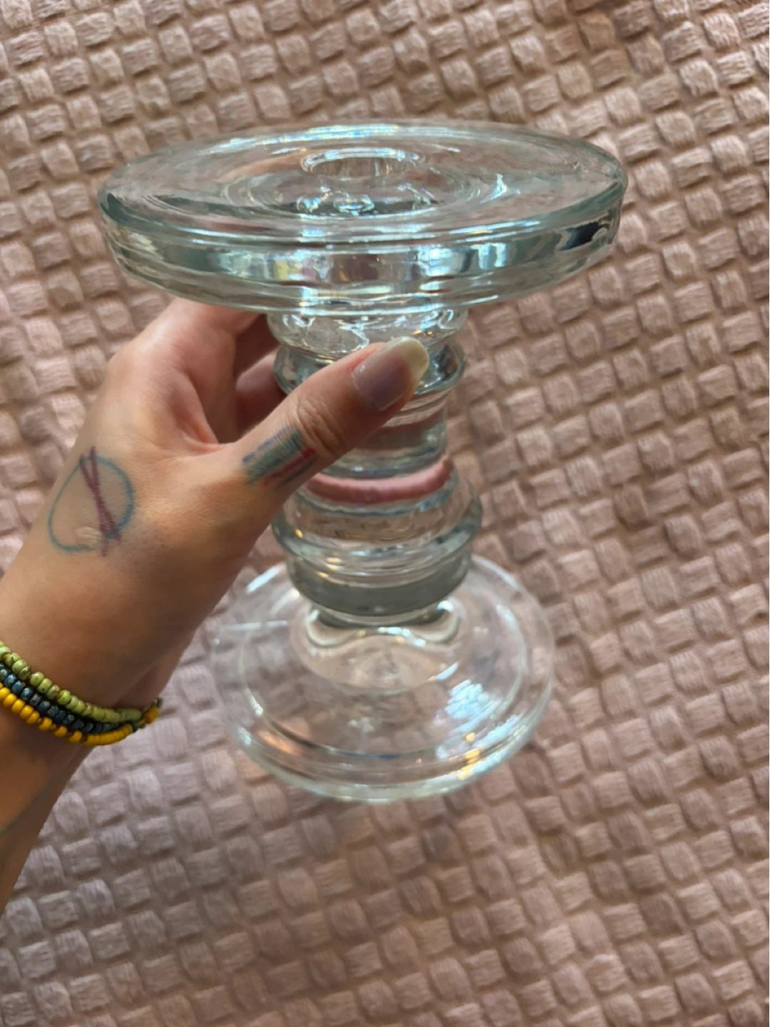 Glass candle holder