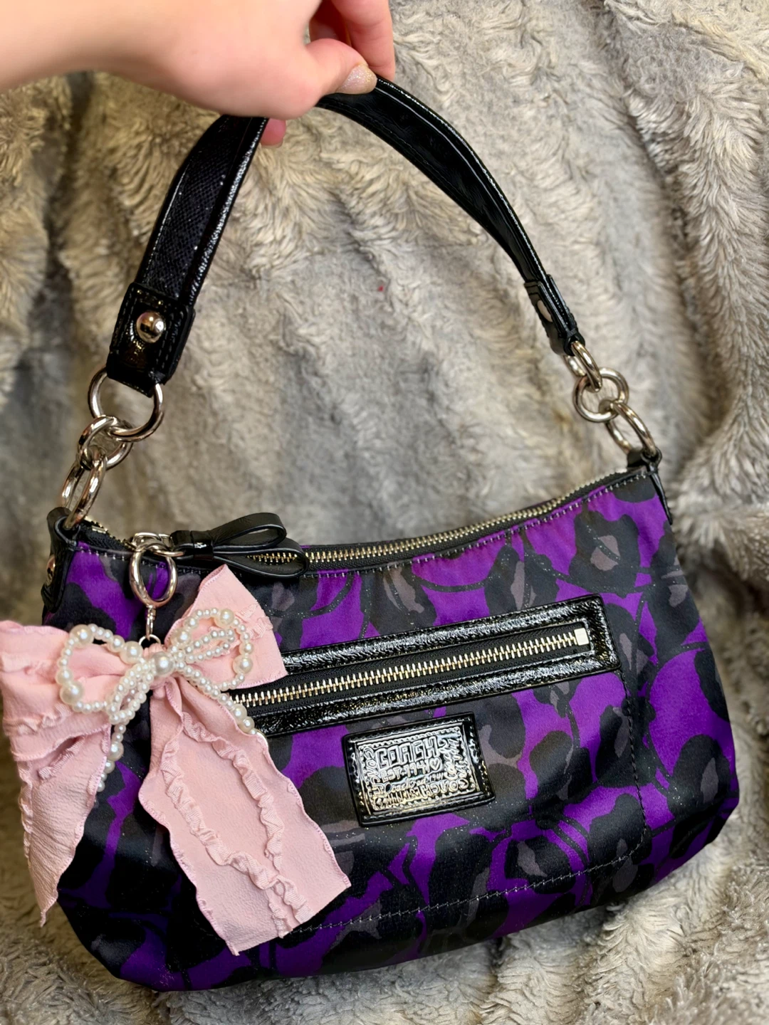 Coach Poppy Daisy Ocelot Purple Demi Hobo Bag - photo 2