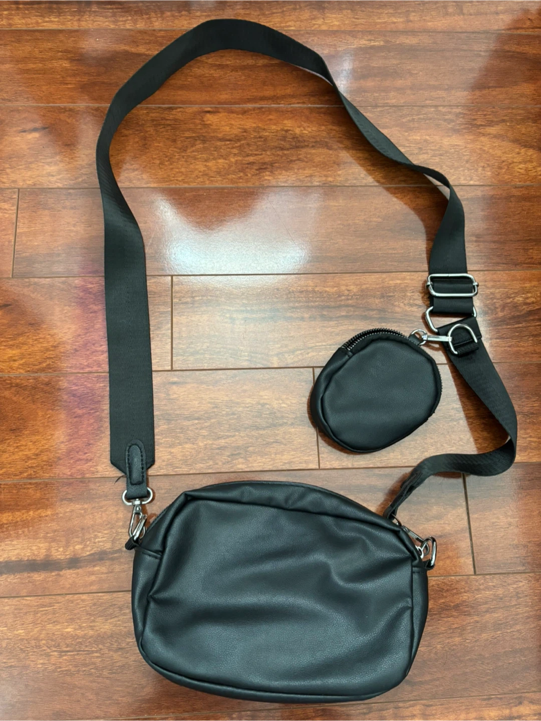 Black Quilted Crossbody Bag with Coin Pouch - photo 2