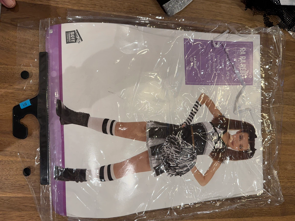 RA RA REBEL Kids Cheerleader Costume Large 12-14 (missing socks)