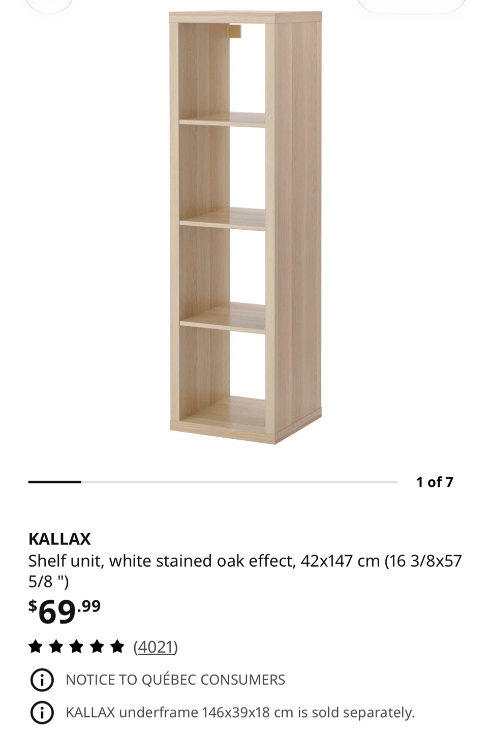 IKEA KALLAX Shelf Unit White Stained Oak Effect