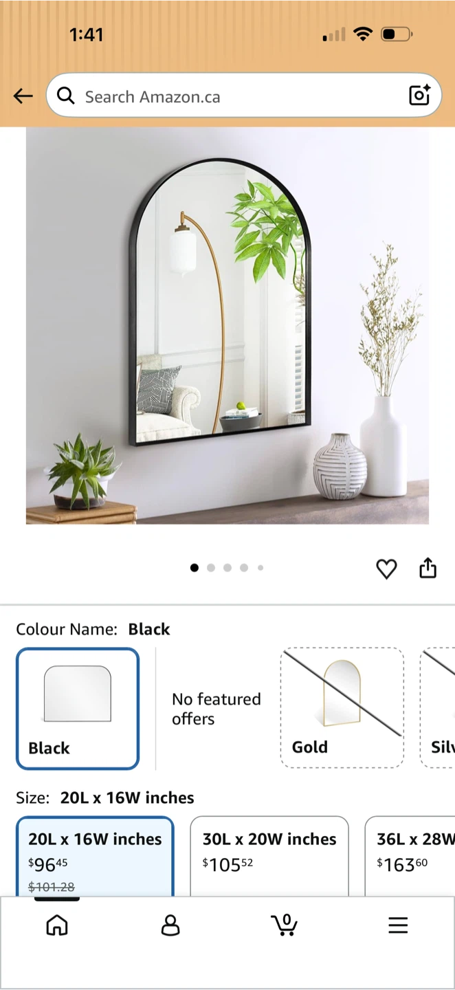 Arched Black Wall Mirror