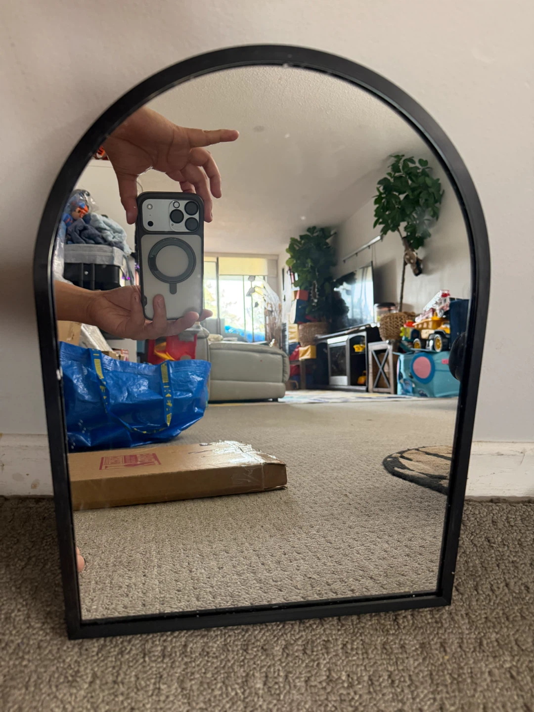 Arched Black Wall Mirror - photo 4