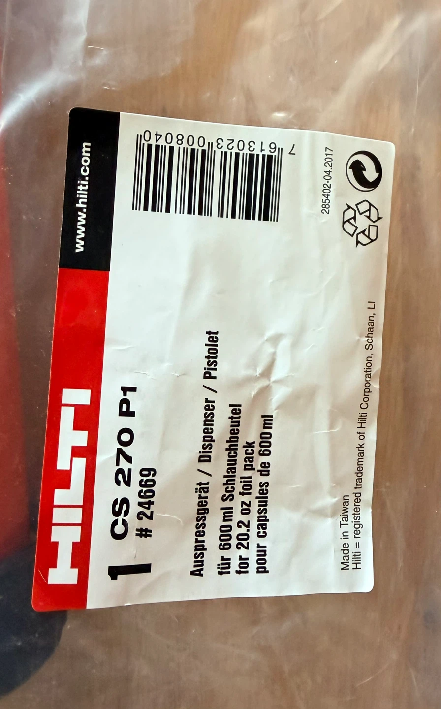 Hilti CS 270 P1 600ml Foil Pack Dispenser - Brand New ($80) - photo 5