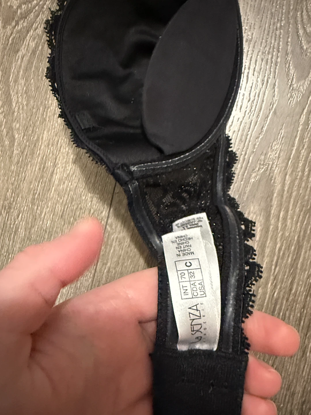 Y2K Vtg La Senza Black Lace Strapless Bra 32C - photo 3