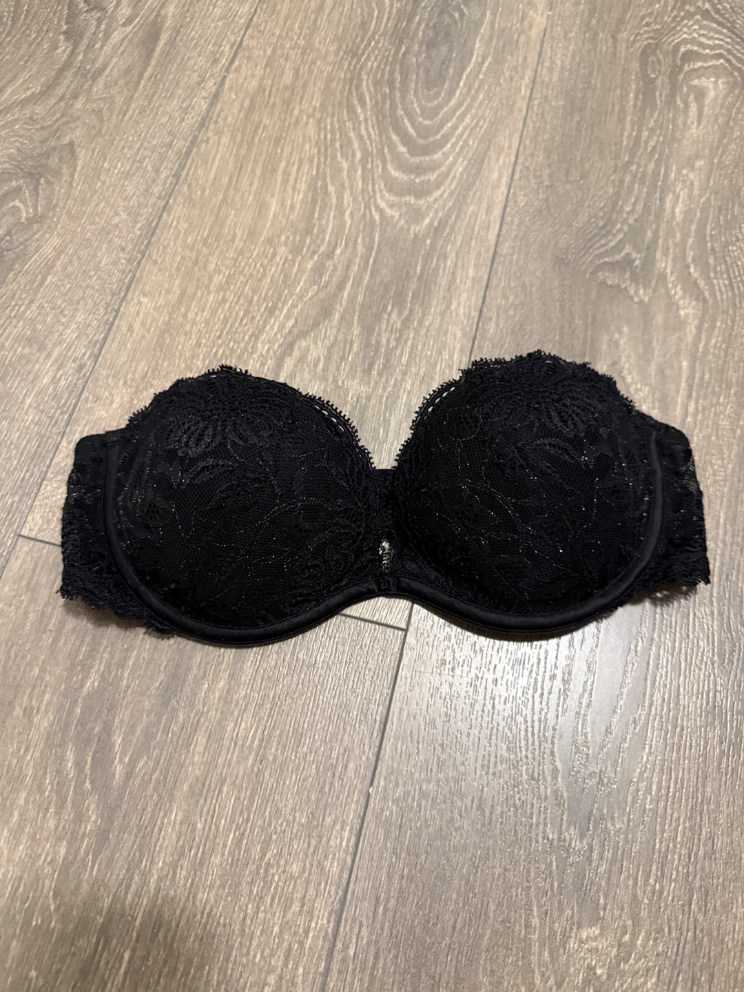 Y2K Vtg La Senza Black Lace Strapless Bra 32C