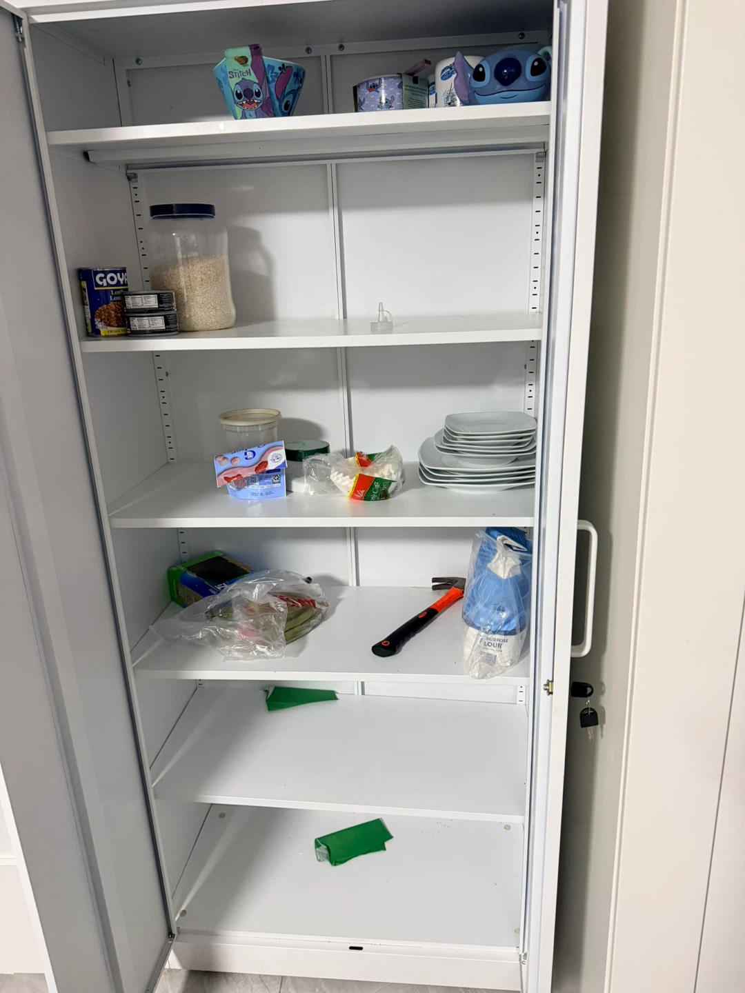 White Metal Storage Cabinet with Lock - photo 2