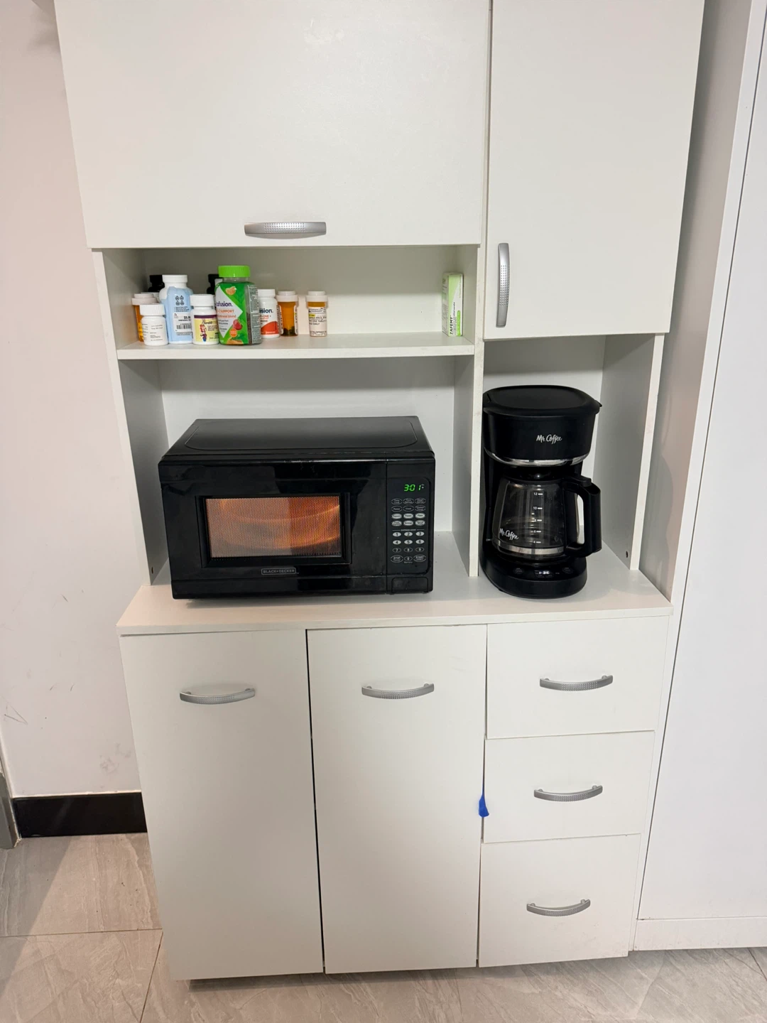 Inval America Kitchen Microwave Storage Cabinet