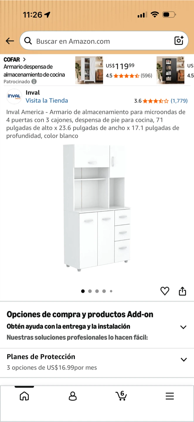 Inval America Kitchen Microwave Storage Cabinet - photo 2