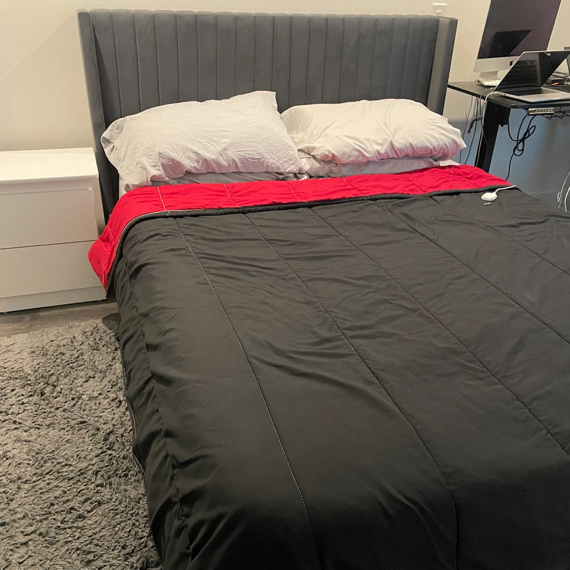 Grey Upholstered Queen Bed with 4 Storages - photo 2