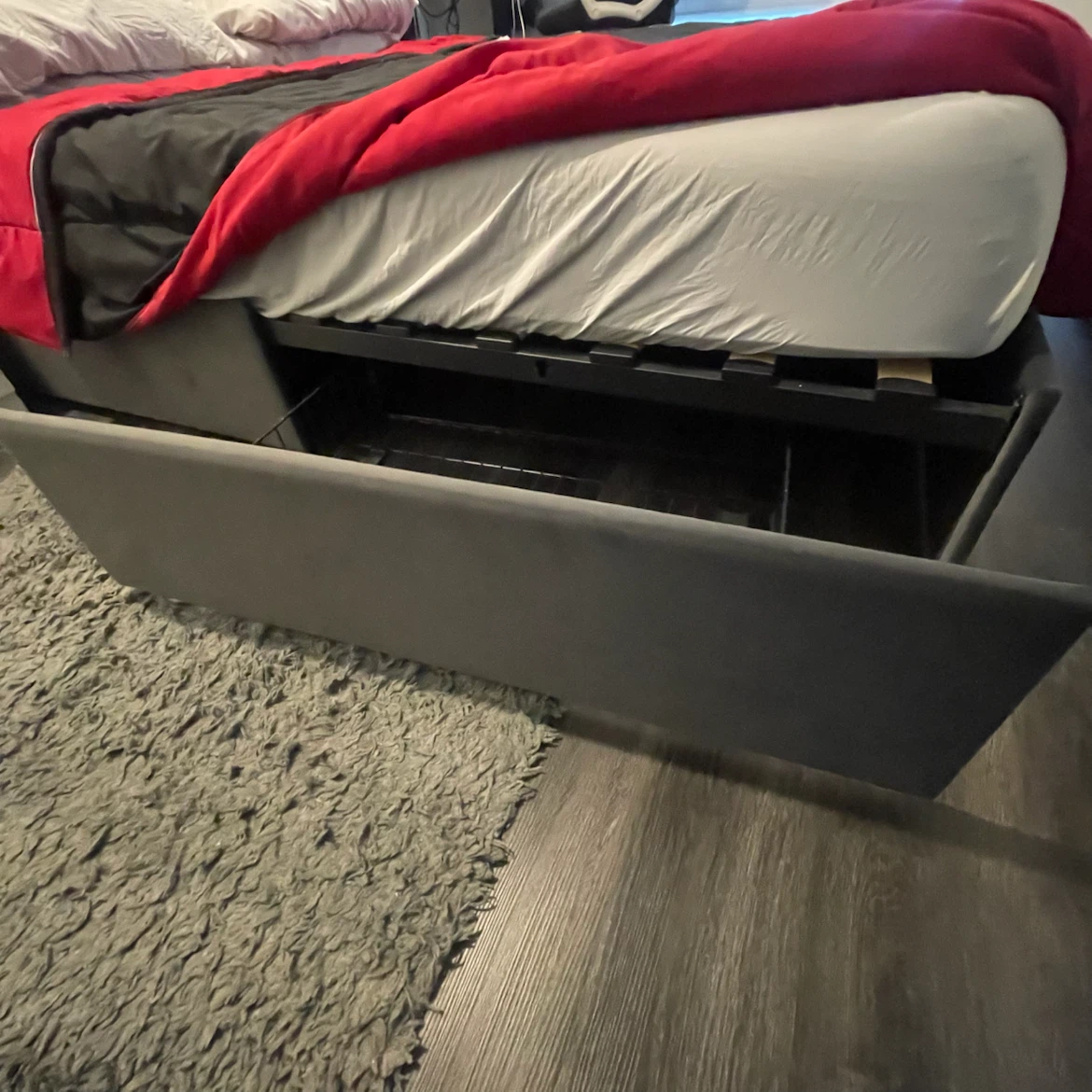 Grey Upholstered Queen Bed with 4 Storages - photo 3