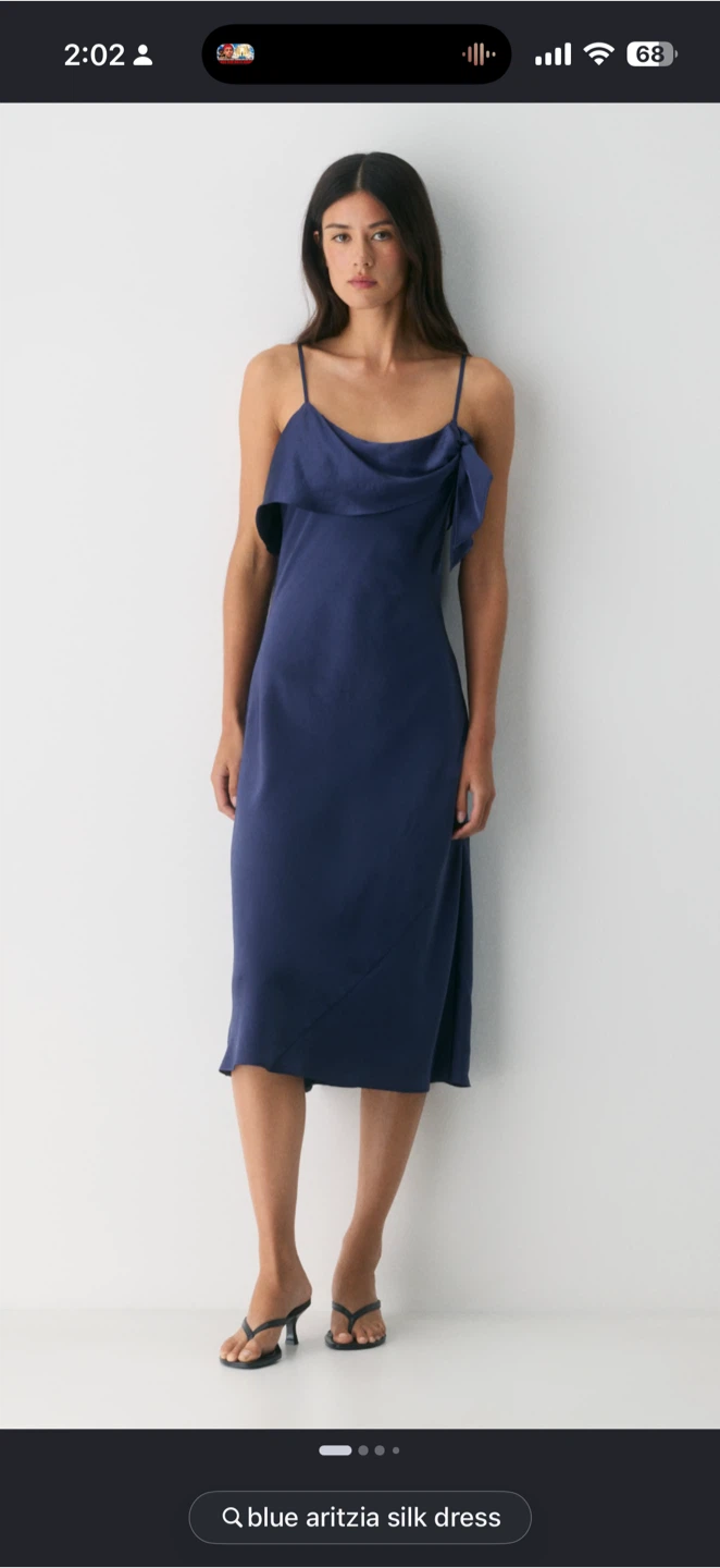 Aritzia Cannelle Satin Dress Navy