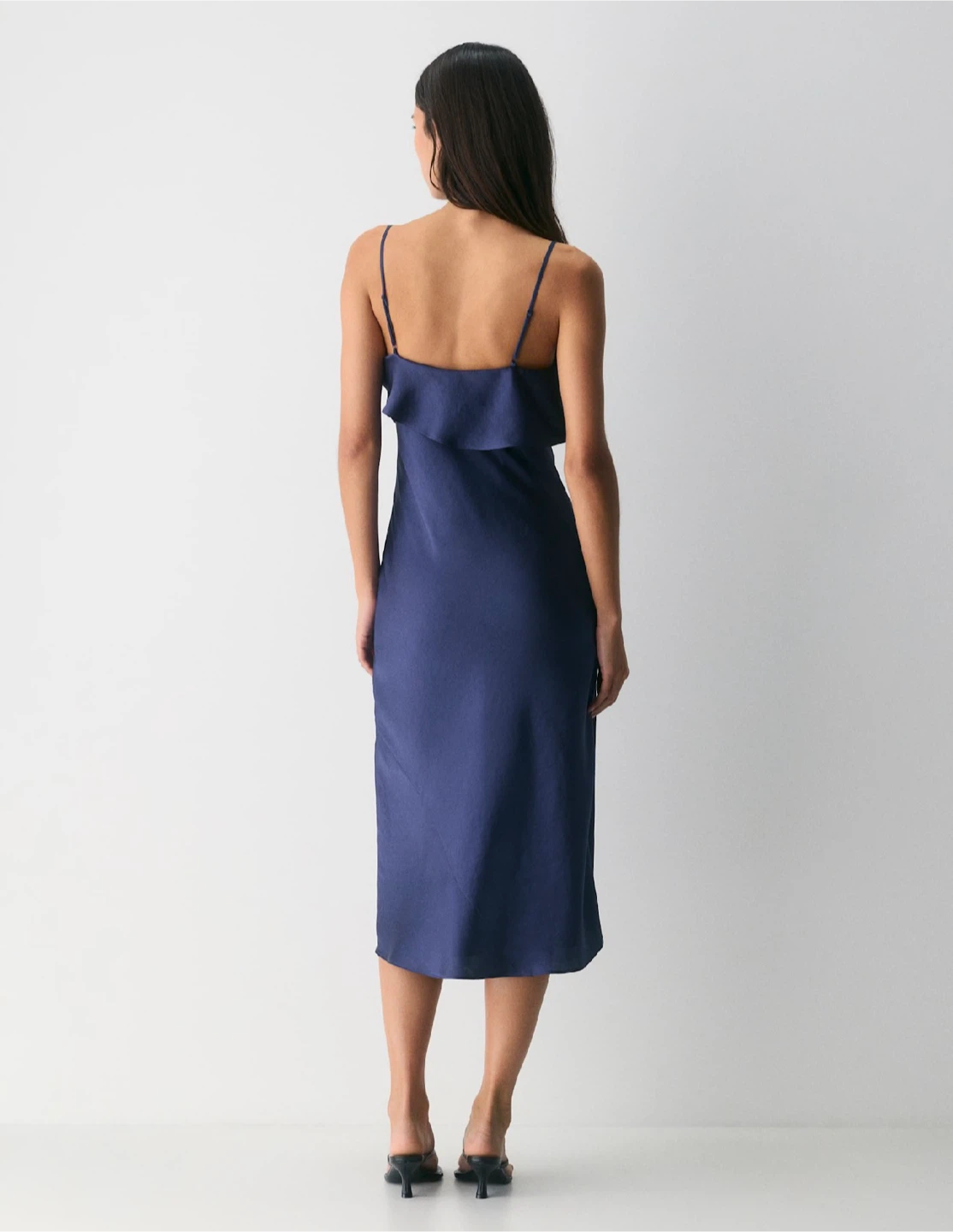 Aritzia Cannelle Satin Dress Navy - photo 2