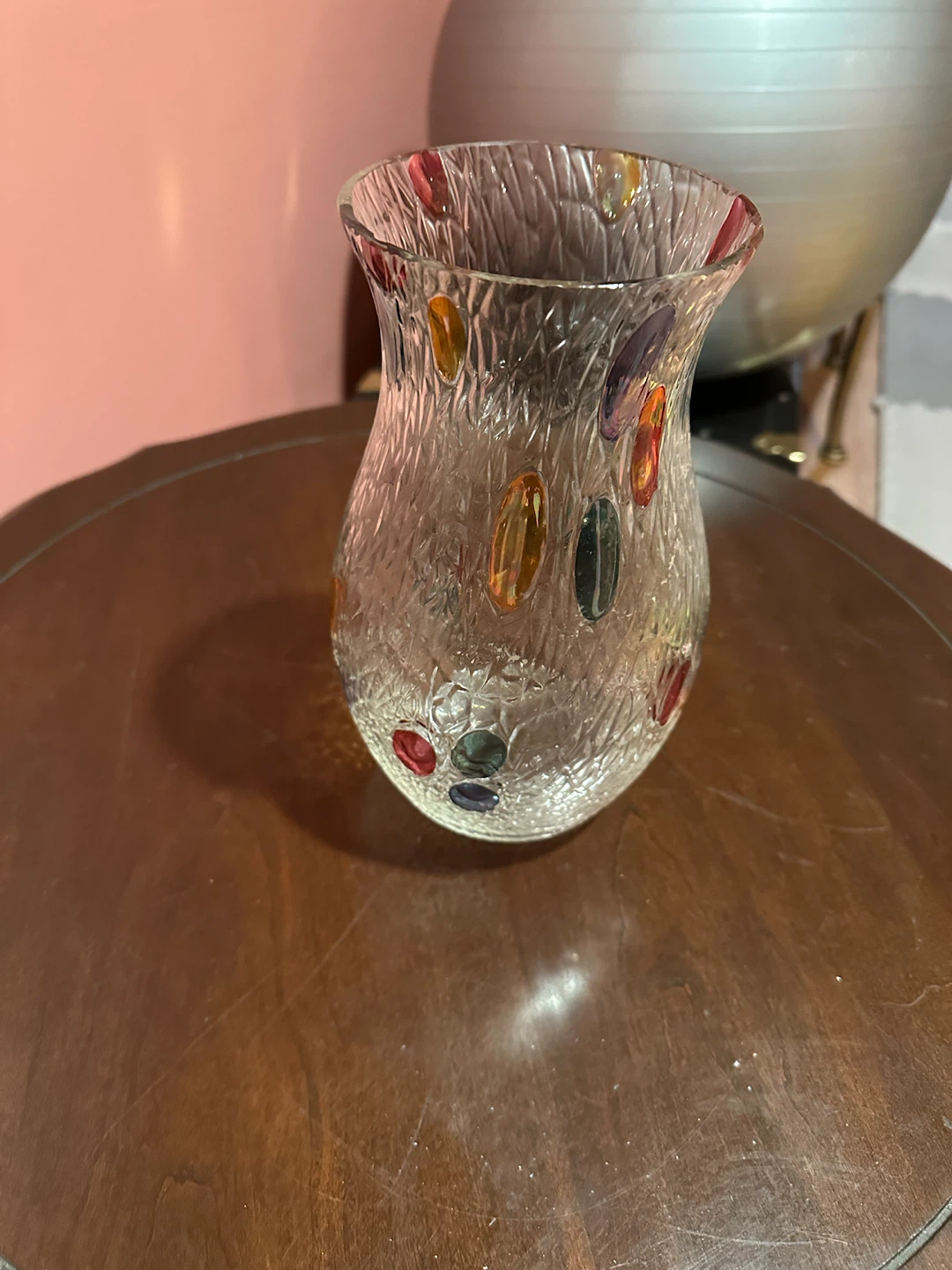 Textured Glass Vase with Coloured Accents