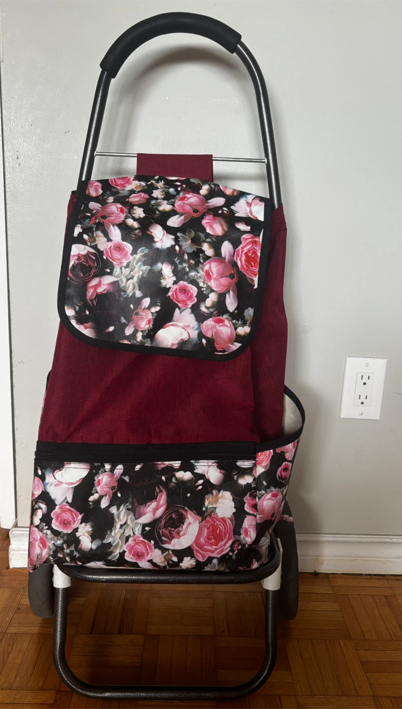 Floral Print Rolling Shopping Cart
