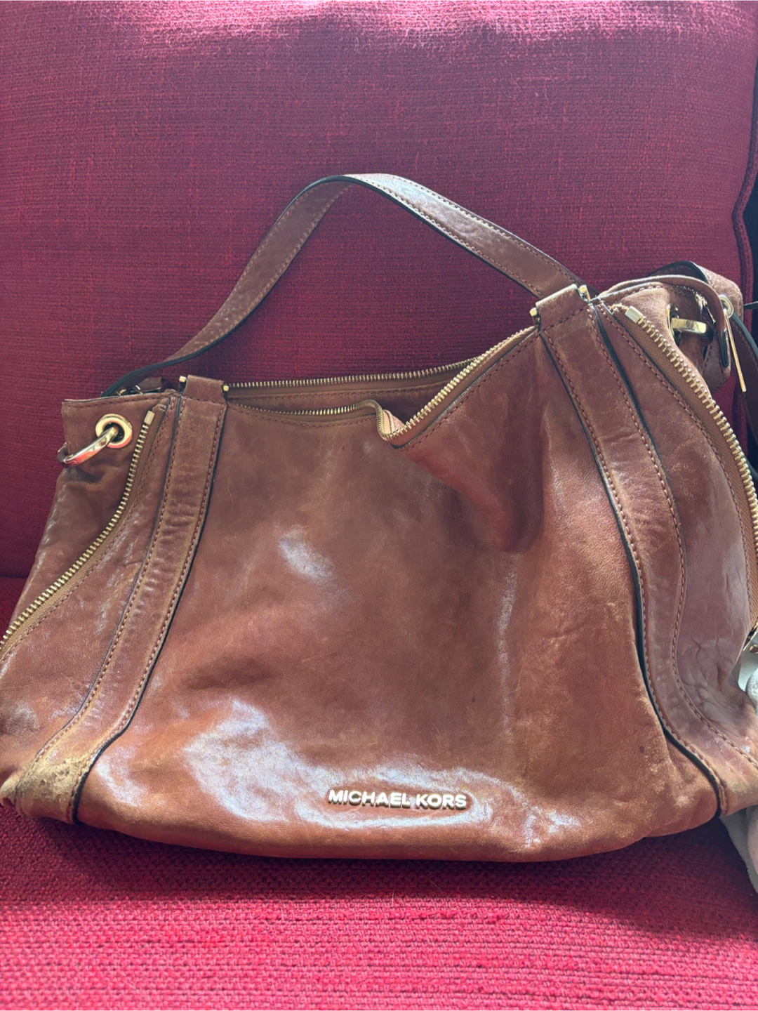 Michael Kors Brown Leather Shoulder Bag