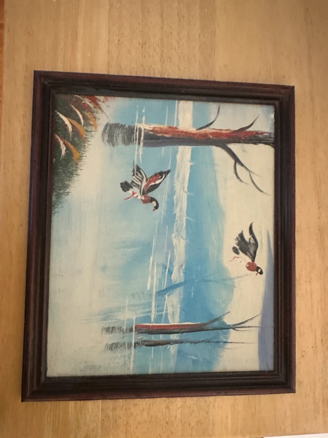 Vintage Hand-Painted Duck Wildlife Framed Wall Art