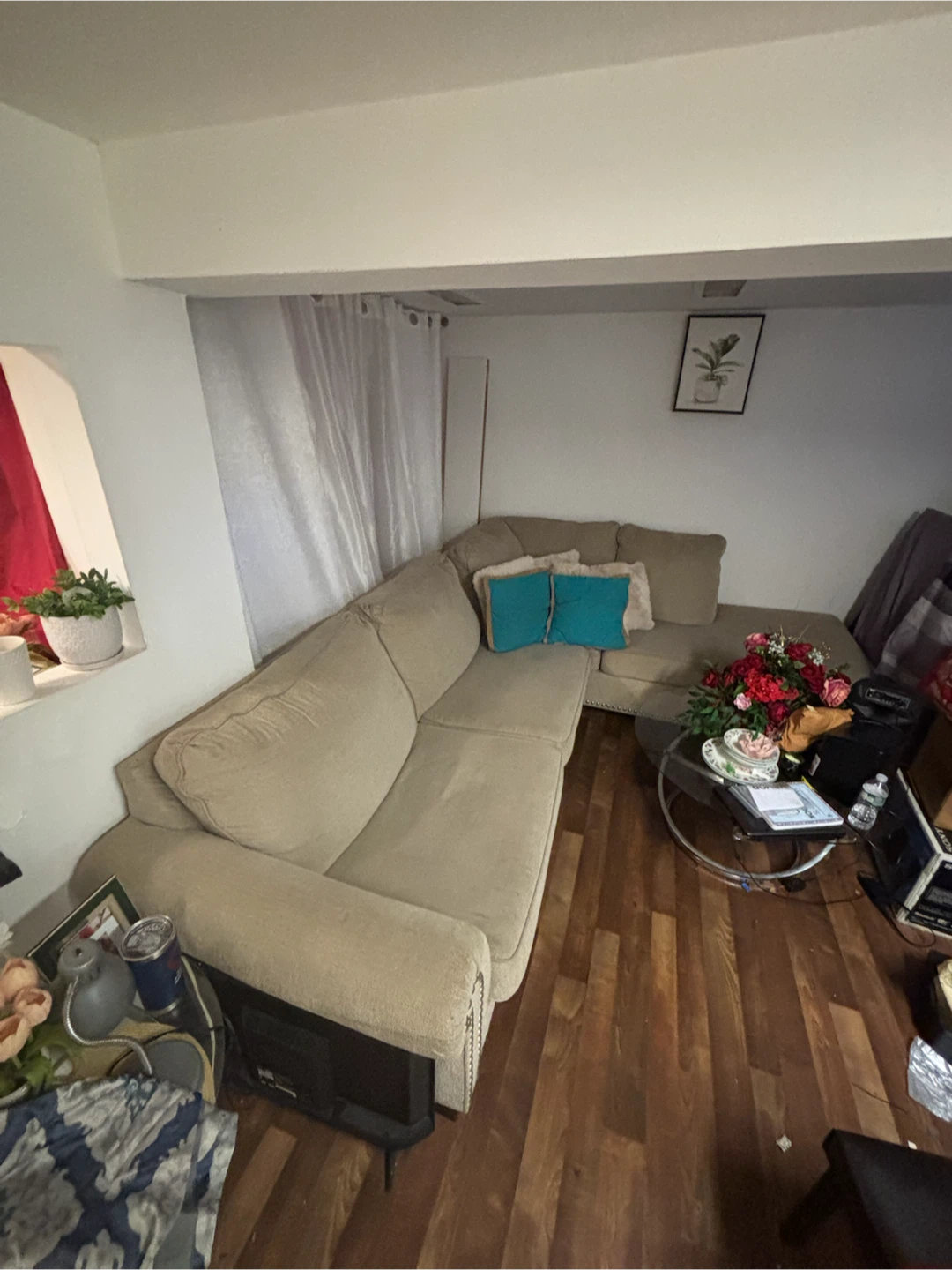Beige Sectional Sofa L-Shaped