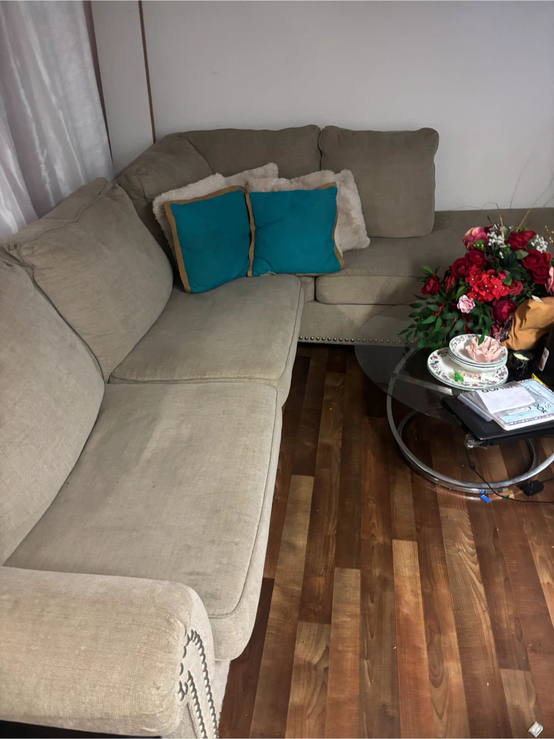 Beige Sectional Sofa L-Shaped - photo 2