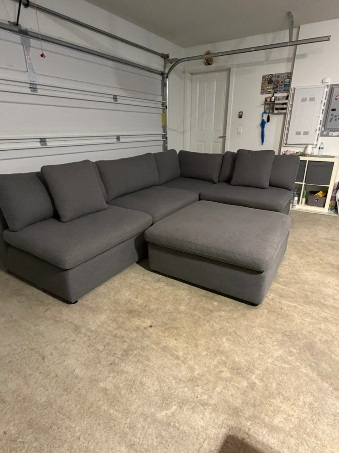 Dark grey modular sectional sofa with ottoman - photo 2