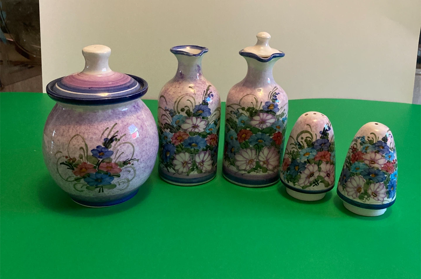 Handmade & Painted Condiment Set