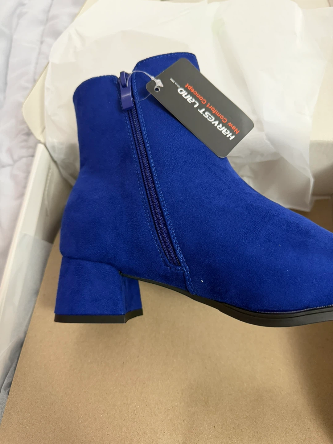Blue - Women's Ankle Low Block Heel Booties
