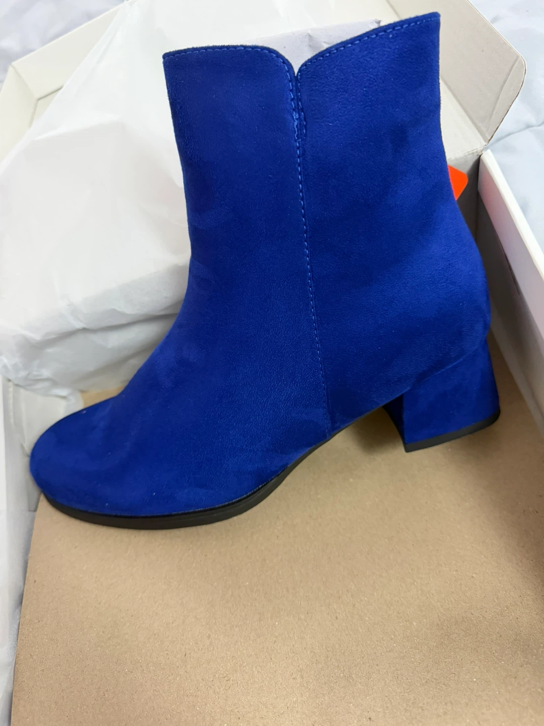 Blue - Women's Ankle Low Block Heel Booties - photo 2