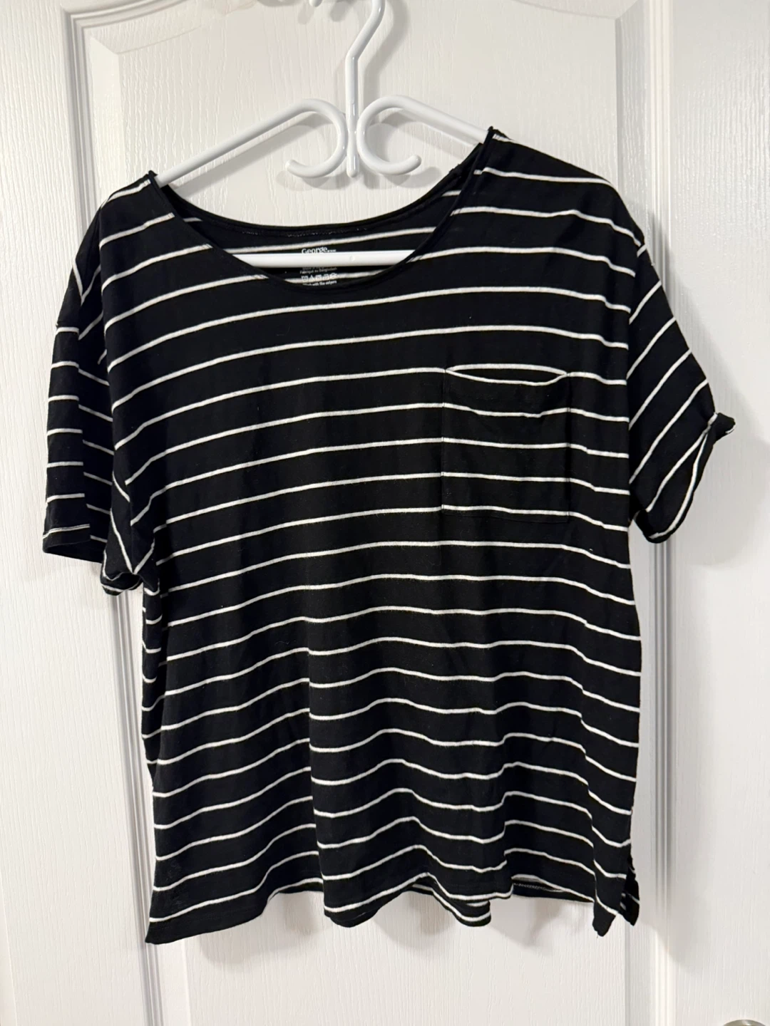 George Black and White Striped Pocket T-Shirt