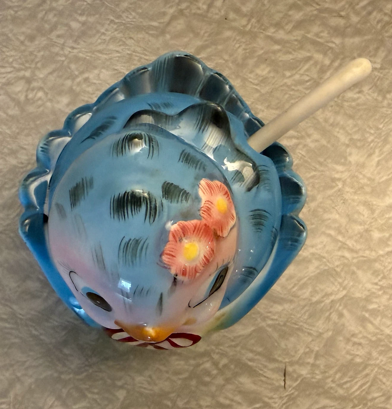 Vintage Lefton Blue Bird Jam Pot with spoon - photo 5