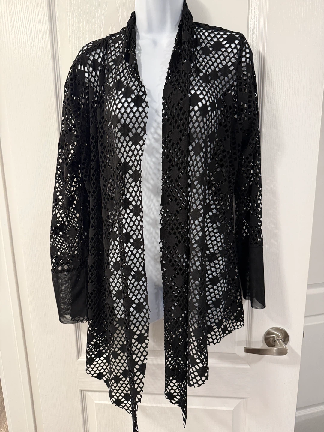 Y2K Vintage 90s women’s Black Mesh Cardigan