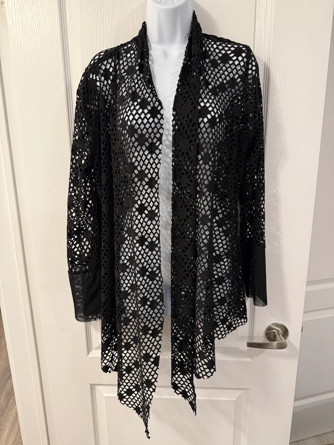 Y2K Vintage 90s women’s Black Mesh Cardigan - photo 2