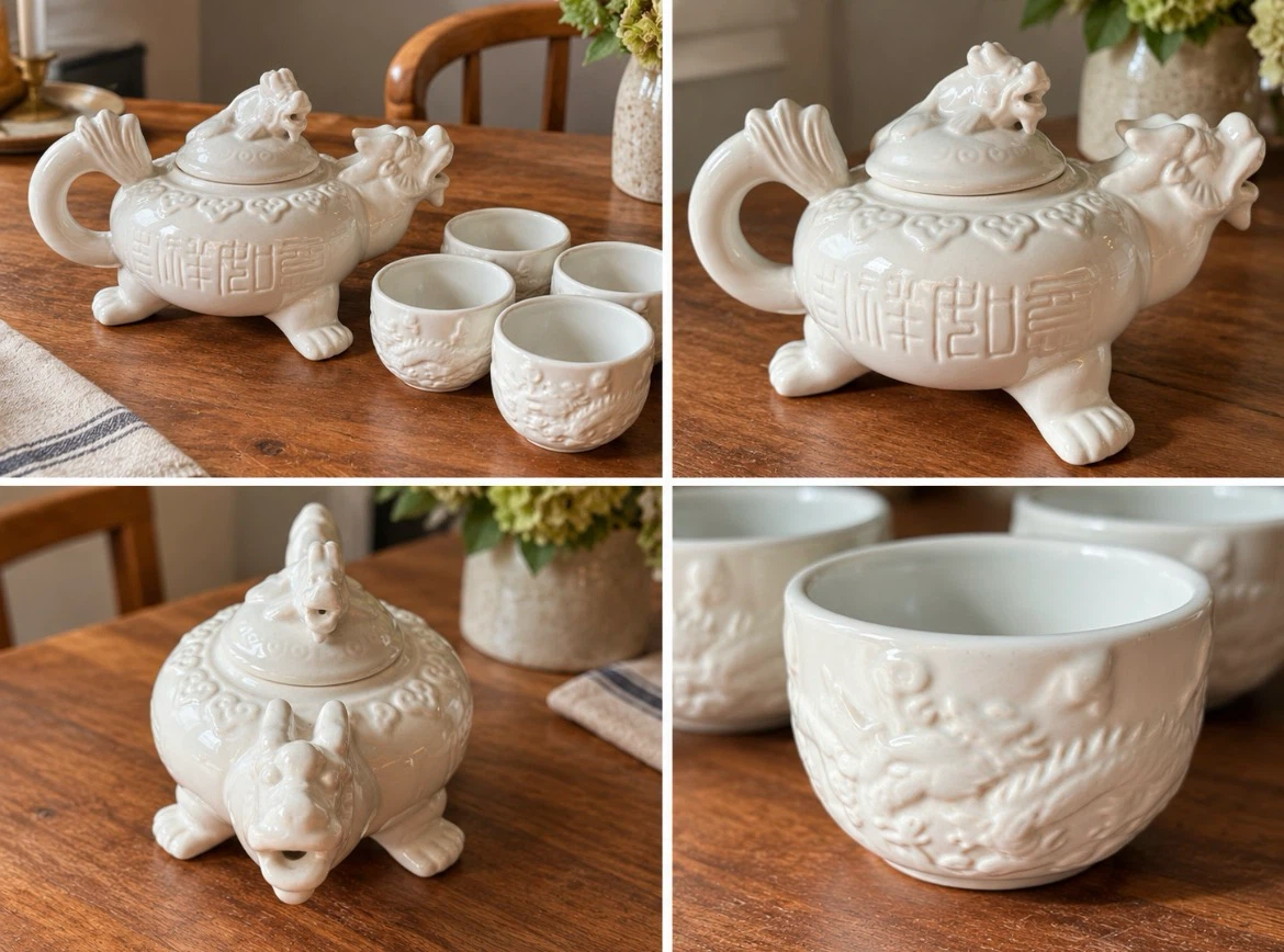 White Dragon Ceramic Tea Set - photo 4