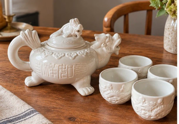White Dragon Ceramic Tea Set - photo 5