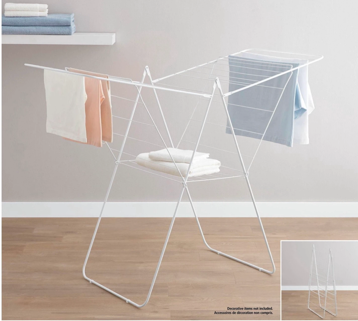 Collapsible White Laundry Drying Rack