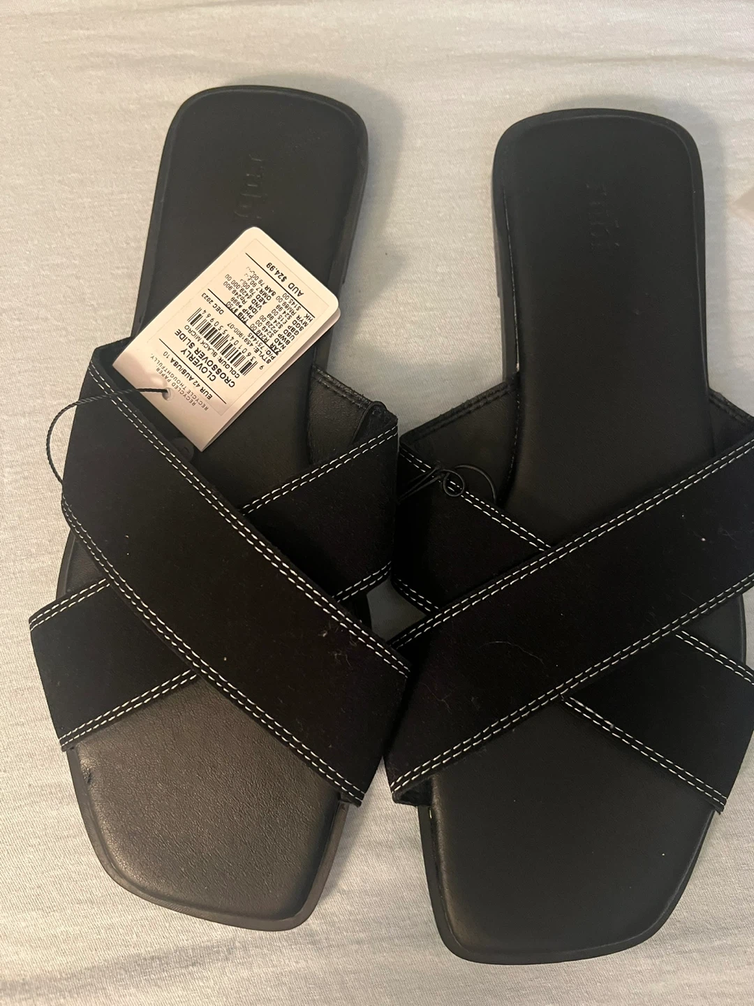 Cotton On Cloverly Crossover Slide Sandals Black