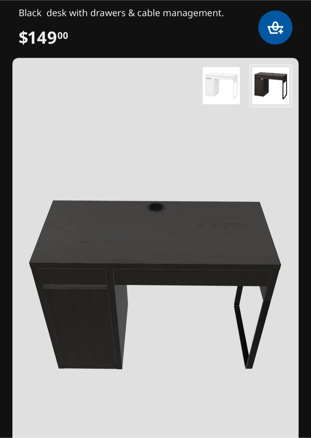 Black IKEA MICKE desk with drawers - photo 3