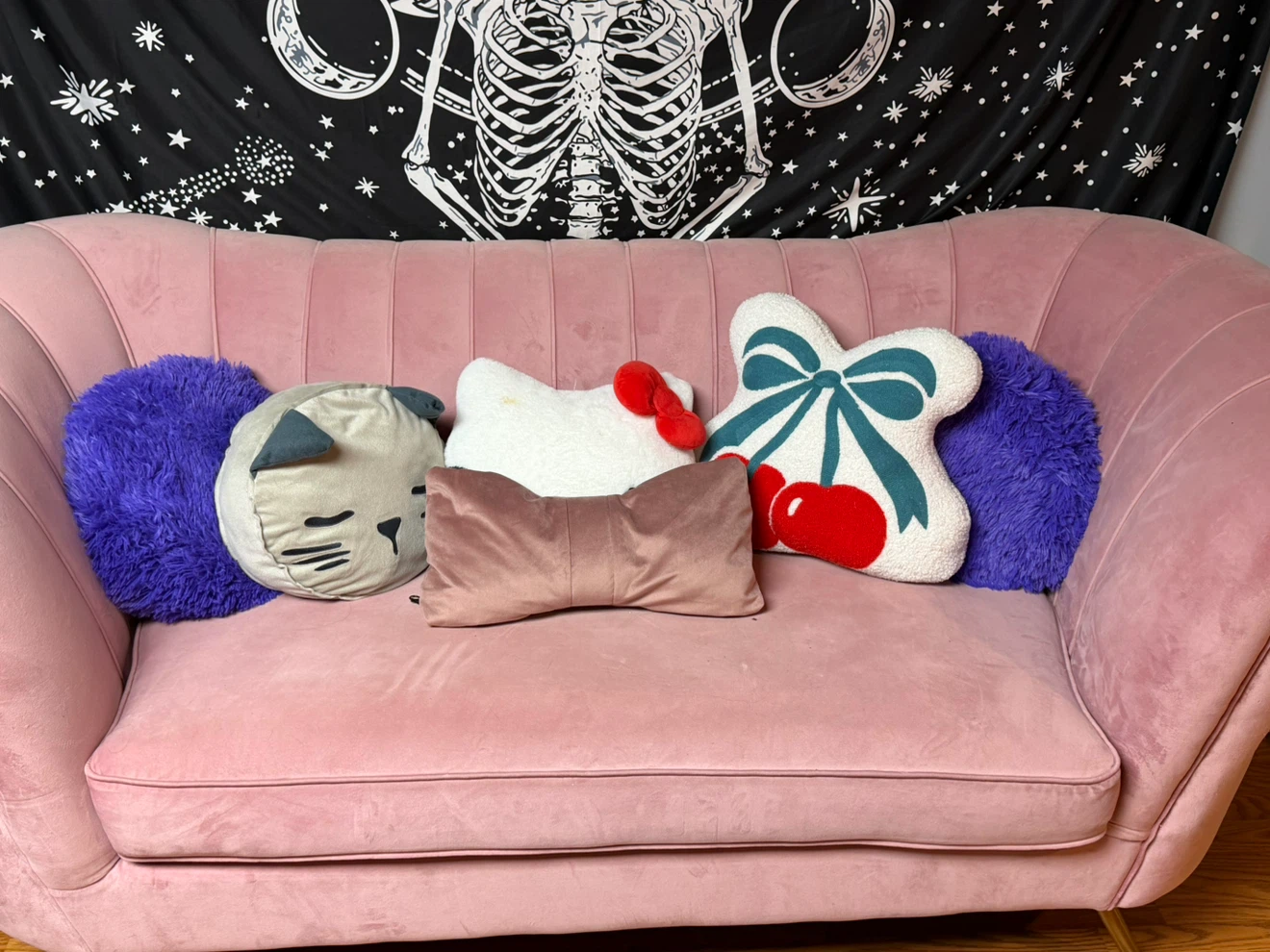 Pink Velvet Loveseat