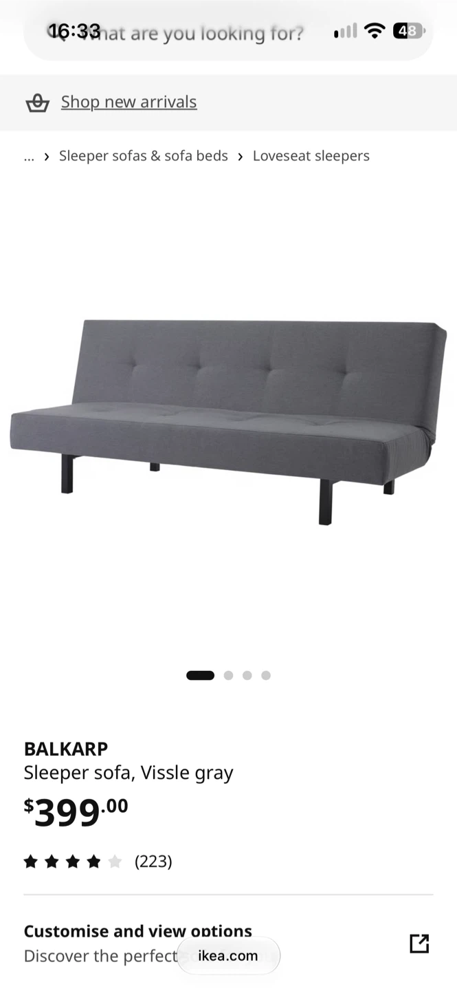 IKEA BALKARP sleeper sofa deep Gray - photo 3
