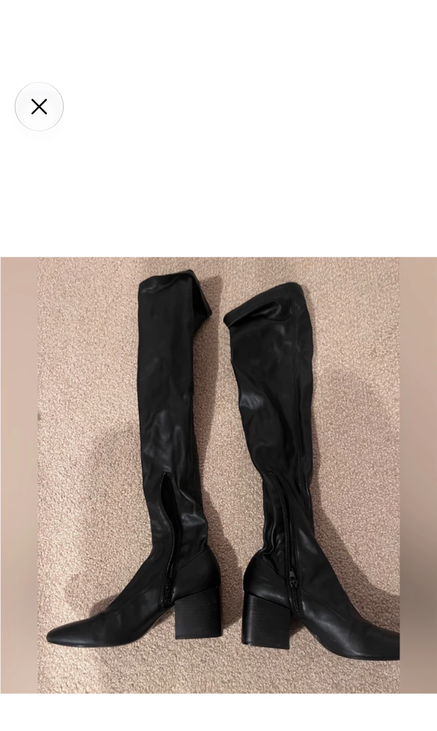 Zara Black Over-the-Knee Boots Size 36 - photo 2