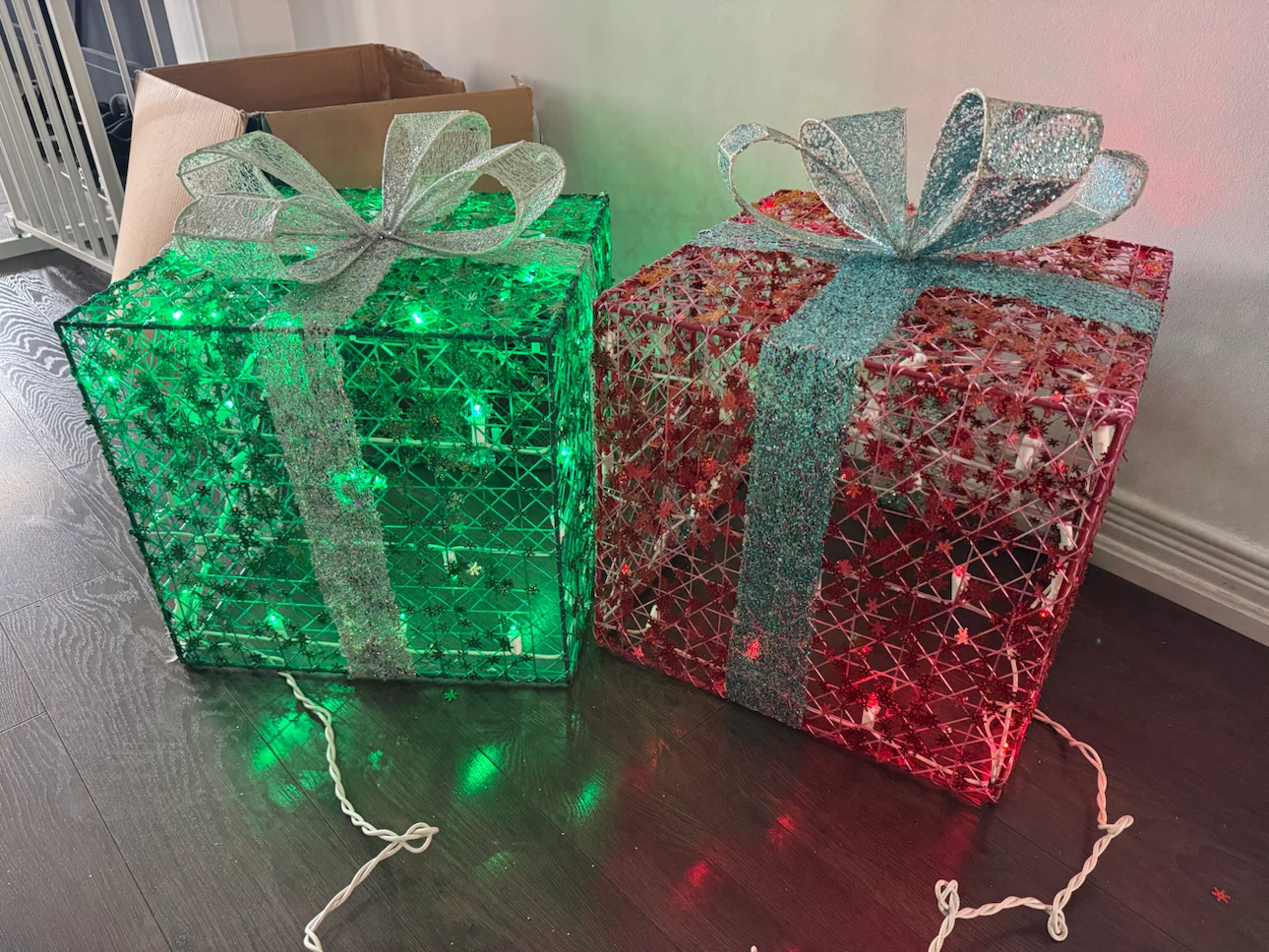 Canvas Holiday Red & Green Gift Boxes