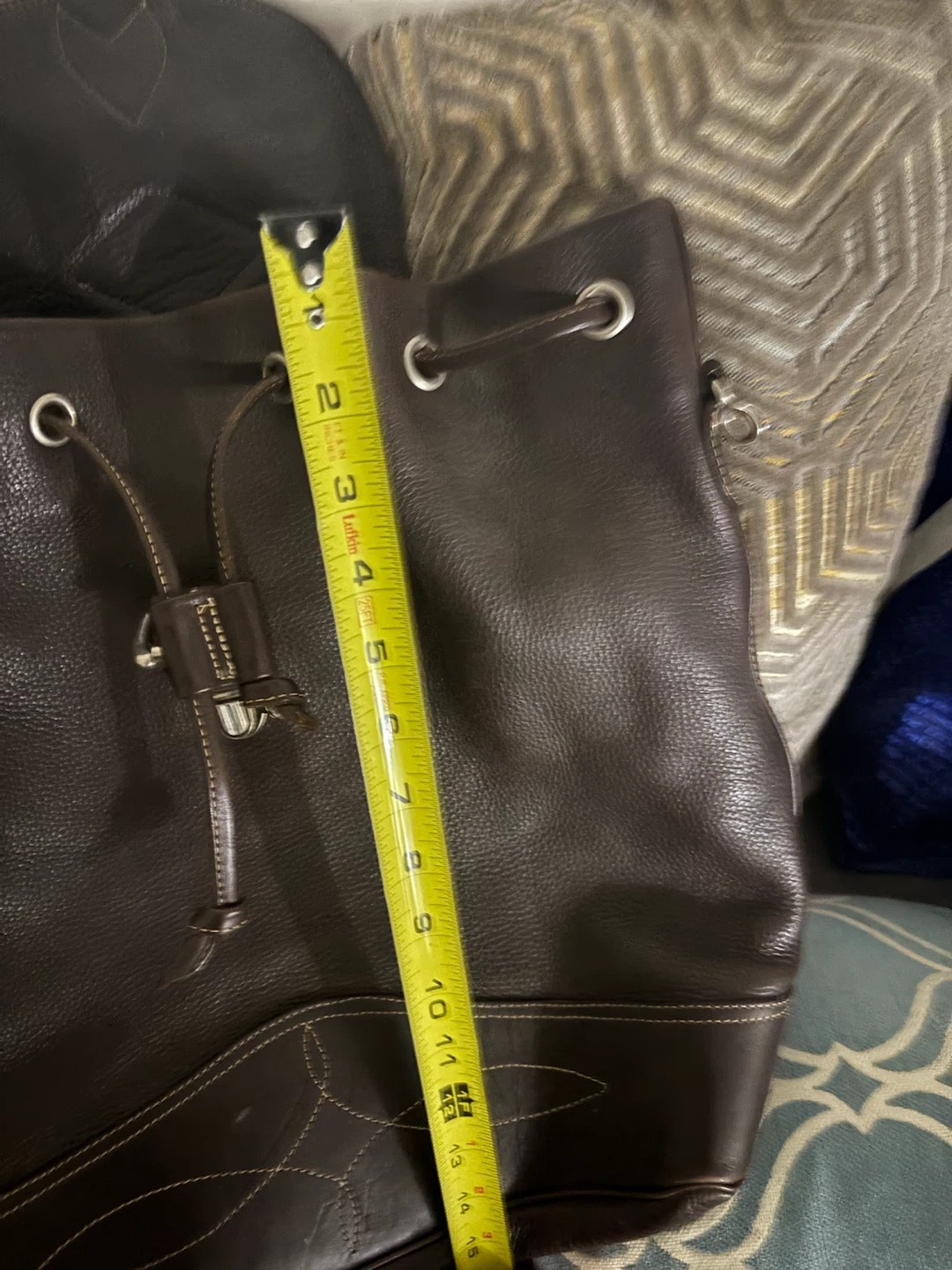 Fossil Leather Drawstring Backpack