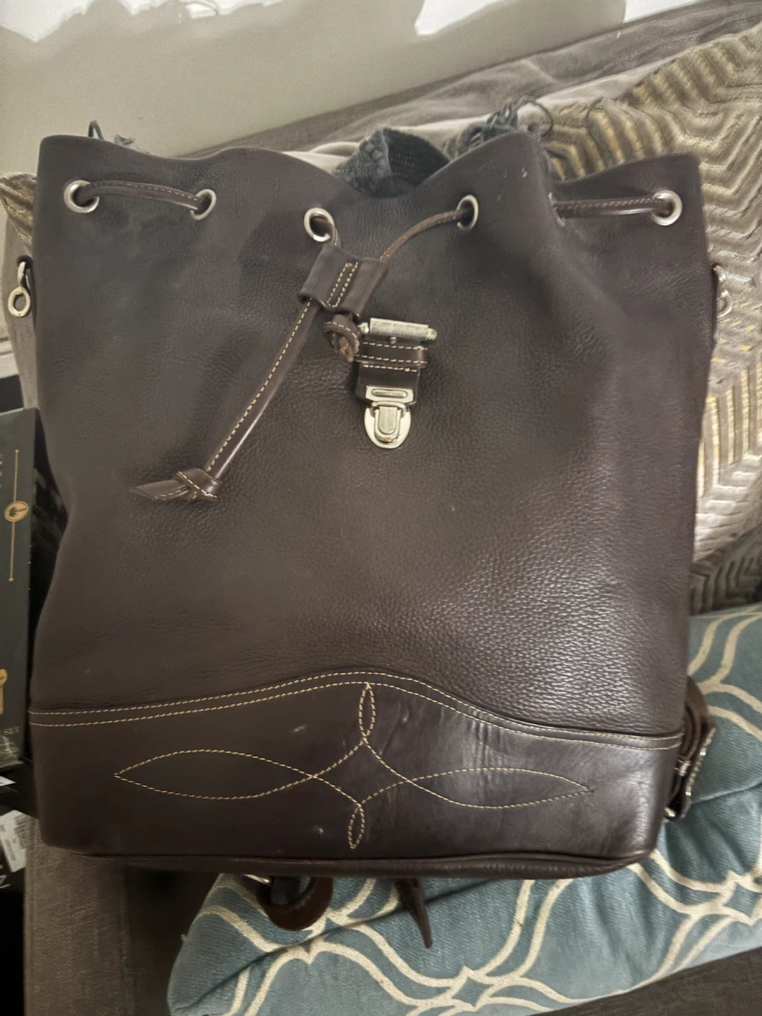 Fossil Leather Drawstring Backpack - photo 2