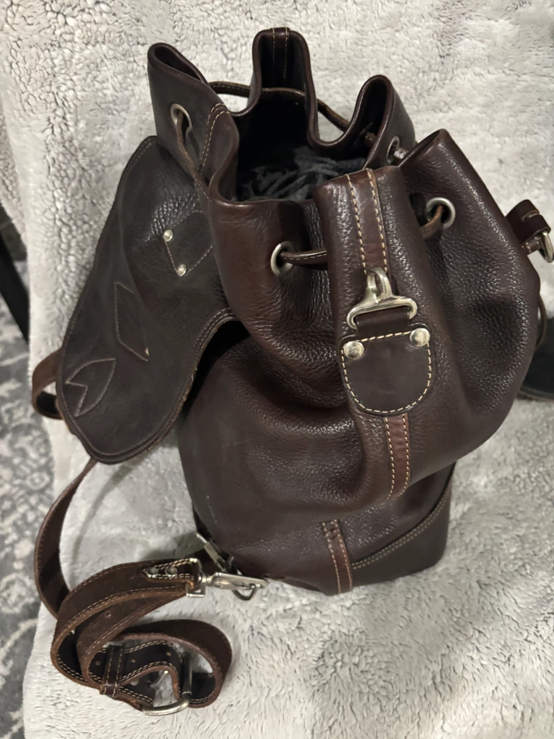 Fossil Leather Drawstring Backpack - photo 4