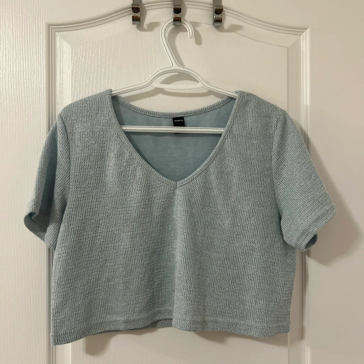 SHEIN Light Blue V-Neck Top