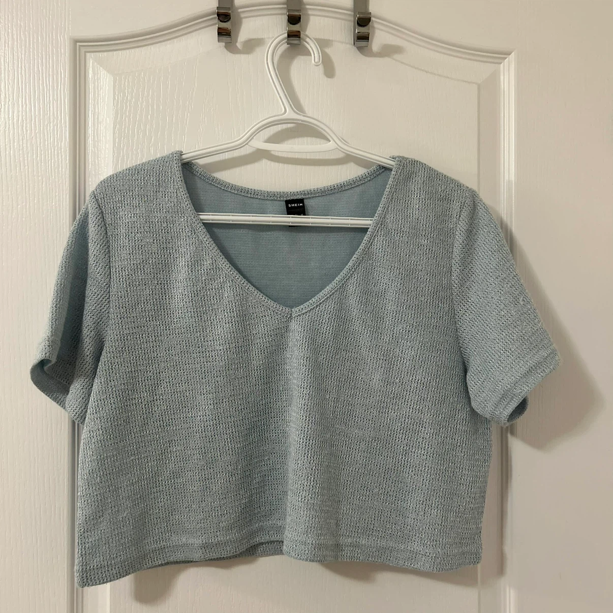 SHEIN Light Blue V-Neck Top - photo 2